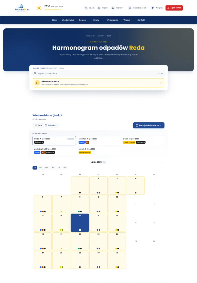 Harmonogram odpadów na Kaszuby24.pl