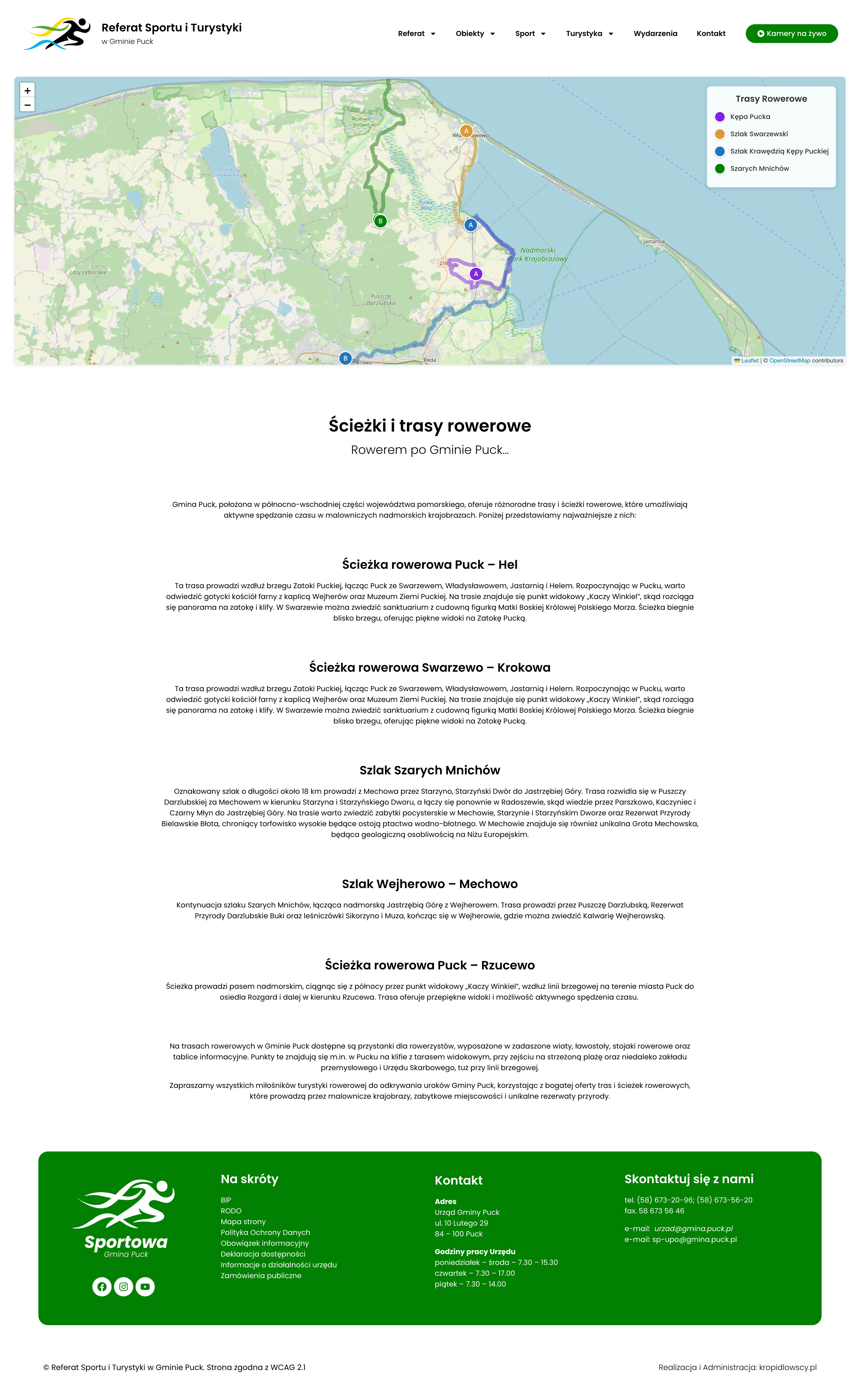 Ścieżki rowerowe i rekreacja — Gmina Puck